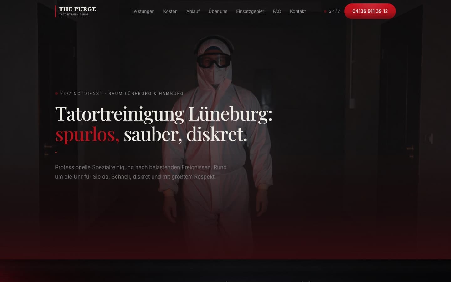 Website-Ausschnitt The Purge Tatortreinigung